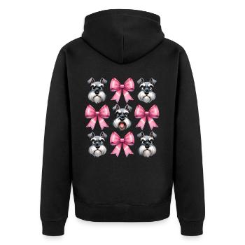 Coquette Schleife Schnauzer Hundemama Rosa - Unisex Premium Bio Zip Hoodie - Schwarz - Hinten - Nico (187cm)