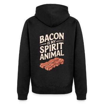Speck Ist Mein Geisttier - Unisex Premium Bio Zip Hoodie - Schwarz - Hinten - Nico (187cm)