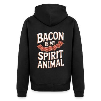 Speck Ist Mein Geisttier - Unisex Premium Bio Zip Hoodie - Schwarz - Hinten - Nico (187cm)