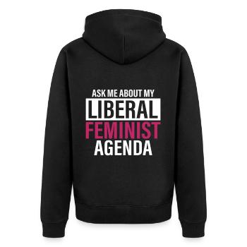 Selon mon programme féministe libéral - Veste à capuche bio Premium Unisexe - noir - Dos - Nico (187cm)