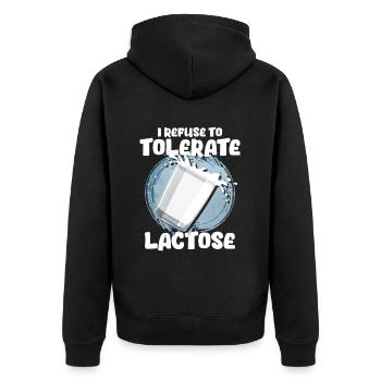 Laktose - Unisex Premium Bio Zip Hoodie - Schwarz - Hinten - Nico (187cm)