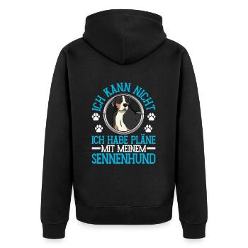 Mountain Dog Plans with Swiss Mountain Dog - Unisex Premium Organic Zip Hoodie - black - Back - Nico (187cm)