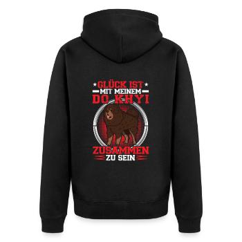 At my Do Khyi his Tibetan mastiff Tibetan Mastiff - Unisex Premium Organic Zip Hoodie - black - Back - Nico (187cm)