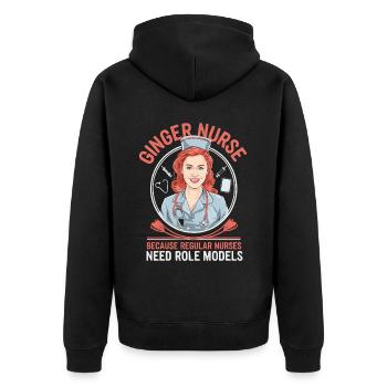 Readhead Krankenschwester Krankenhaus Rote Haare RN Ingwer Krankenpflege - Unisex Premium Bio Zip Hoodie - Schwarz - Hinten - Nico (187cm)