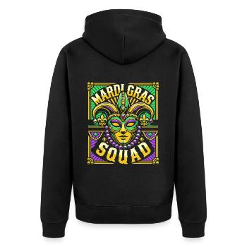 Mardi Gras Squad Maske Karneval Feier - Unisex Premium Bio Zip Hoodie - Schwarz - Hinten - Nico (187cm)