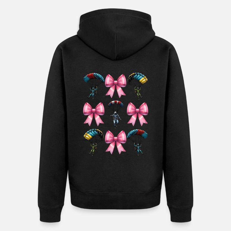 Coquette Bow Parachutisme - Veste à capuche bio Premium Unisexe - noir