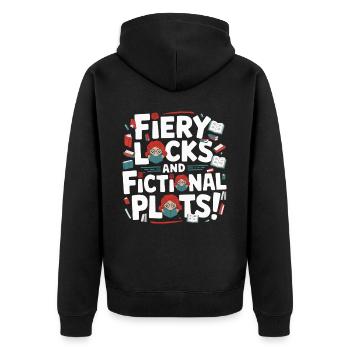 Rothaariger Bücherwurm Ingwer Haare Lesebücher - Unisex Premium Bio Zip Hoodie - Schwarz - Hinten - Nico (187cm)