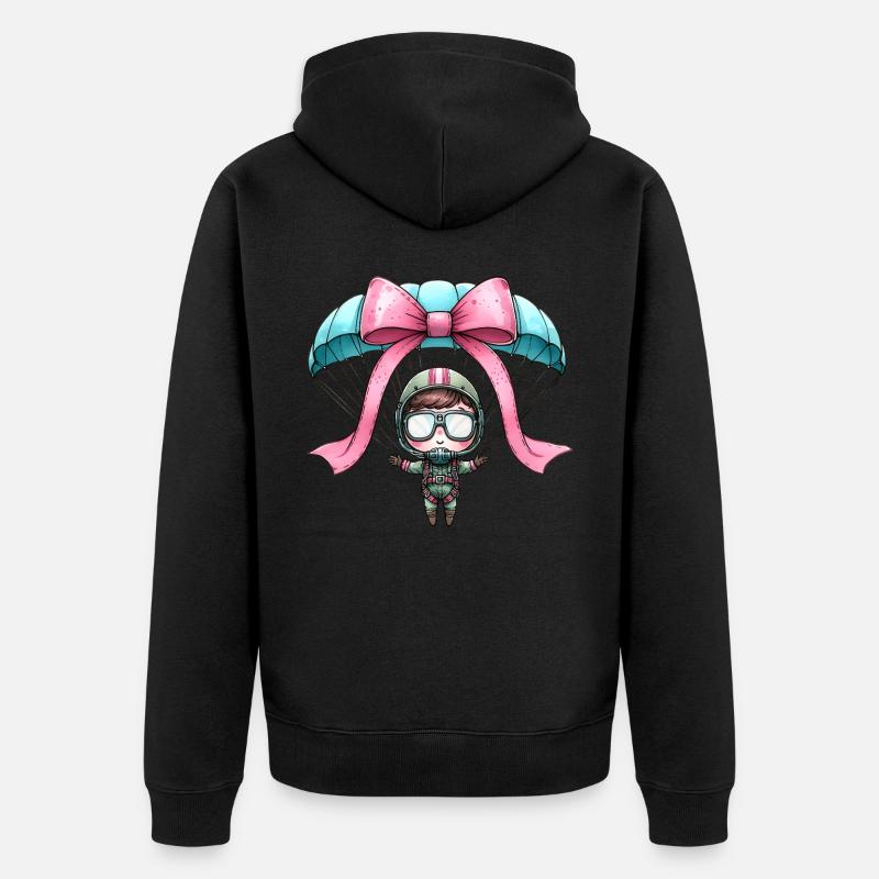 Coquette Bow Parachutisme - Veste à capuche bio Premium Unisexe - noir
