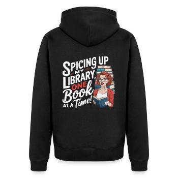 Rothaariger Bücherwurm Ingwer Haare Lesebücher - Unisex Premium Bio Zip Hoodie - Schwarz - Hinten - Nico (187cm)