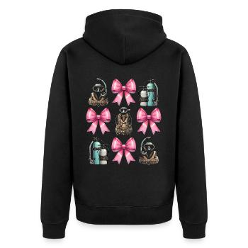 Coquette Bogen Tauchen Mama Taucher Schnorchel - Unisex Premium Bio Zip Hoodie - Schwarz - Hinten - Nico (187cm)