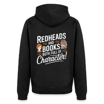 Rothaariger Bücherwurm Ingwer Haare Lesebücher - Unisex Premium Bio Zip Hoodie - Schwarz - Hinten - Nico (187cm)
