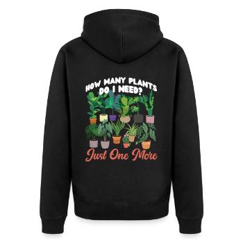 Plant Lover Gardening How Many - Unisex Premium Organic Zip Hoodie - black - Back - Nico (187cm)
