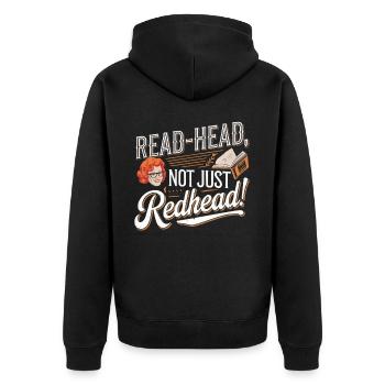 Rothaariger Bücherwurm Ingwer Haare Lesebücher - Unisex Premium Bio Zip Hoodie - Schwarz - Hinten - Nico (187cm)