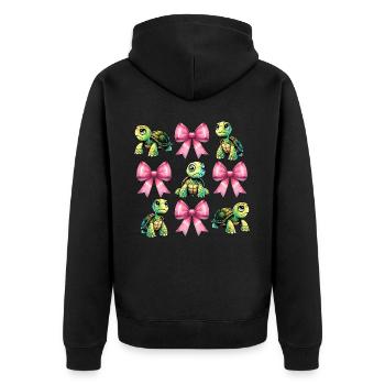 Coquette Bogen Schildkröte Meeresschildkröte - Unisex Premium Bio Zip Hoodie - Schwarz - Hinten - Nico (187cm)
