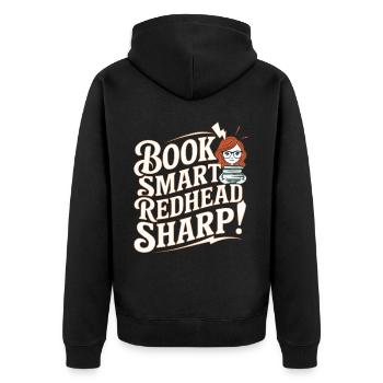 Rothaariger Bücherwurm Ingwer Haare Lesebücher - Unisex Premium Bio Zip Hoodie - Schwarz - Hinten - Nico (187cm)