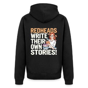 Rothaariger Bücherwurm Ingwer Haare Lesebücher - Unisex Premium Bio Zip Hoodie - Schwarz - Hinten - Nico (187cm)