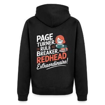 Rothaariger Bücherwurm Ingwer Haare Lesebücher - Unisex Premium Bio Zip Hoodie - Schwarz - Hinten - Nico (187cm)