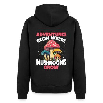 Cueilleurs de champignons Cueilleurs de champignons Cueilleurs de champignons Cueilleurs de champignons - Veste à capuche bio Premium Unisexe - noir - Dos - Nico (187cm)