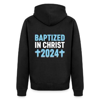 Temps pour mon baptême Première Communion - Veste à capuche bio Premium Unisexe - noir - Dos - Nico (187cm)