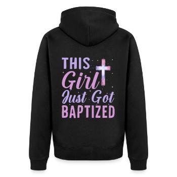 Temps pour mon baptême Première Communion - Veste à capuche bio Premium Unisexe - noir - Dos - Nico (187cm)