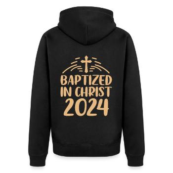 Temps pour mon baptême Première Communion - Veste à capuche bio Premium Unisexe - noir - Dos - Nico (187cm)