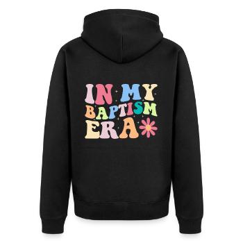 Temps pour mon baptême Première Communion - Veste à capuche bio Premium Unisexe - noir - Dos - Nico (187cm)