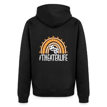 Musical Liebhaber Theaterlife - Unisex Premium Bio Zip Hoodie - Schwarz - Hinten - Nico (187cm)