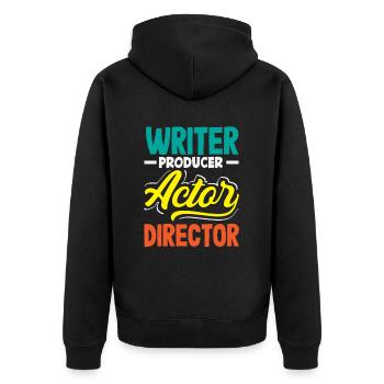 Musical Liebhaber: Writer Producer Actor Director - Unisex Premium Bio Zip Hoodie - Schwarz - Hinten - Nico (187cm)