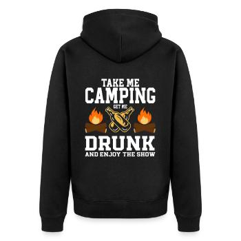 Camping Campfire Camper - Unisex Premium Bio Zip Hoodie - Schwarz - Hinten - Nico (187cm)