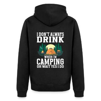 Camping Campfire Camper - Unisex Premium Bio Zip Hoodie - Schwarz - Hinten - Nico (187cm)
