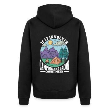 Camping Campfire Camper - Unisex Premium Bio Zip Hoodie - Schwarz - Hinten - Nico (187cm)
