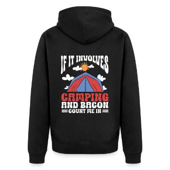 Camping Campfire Camper - Unisex Premium Bio Zip Hoodie - Schwarz - Hinten - Nico (187cm)