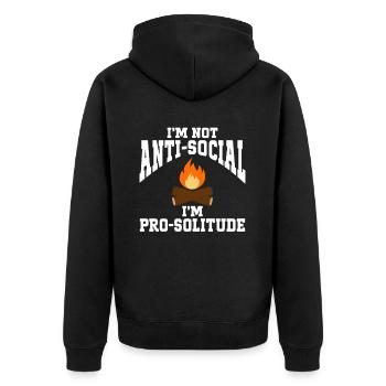 Camping Campfire Camper - Unisex Premium Bio Zip Hoodie - Schwarz - Hinten - Nico (187cm)