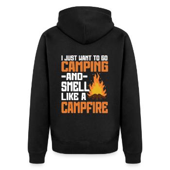 Camping Campfire Camper - Unisex Premium Bio Zip Hoodie - Schwarz - Hinten - Nico (187cm)