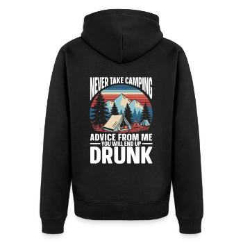 Camping Campfire Camper - Unisex Premium Bio Zip Hoodie - Schwarz - Hinten - Nico (187cm)