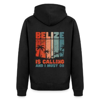 Belize - Unisex Premium Bio Zip Hoodie - Schwarz - Hinten - Nico (187cm)