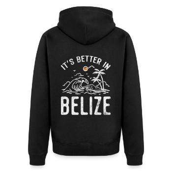 Belize - Unisex Premium Bio Zip Hoodie - Schwarz - Hinten - Nico (187cm)