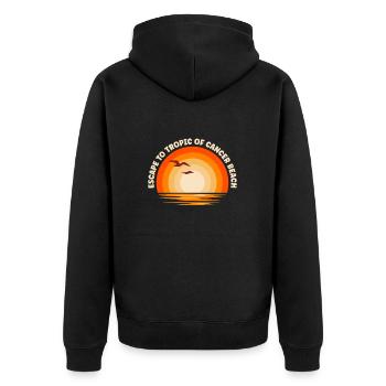 Ich fliehe nach Tropic of Cancer Beach - Unisex Premium Bio Zip Hoodie - Schwarz - Hinten - Nico (187cm)