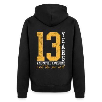 13 Jahre Geburtstag Geschenk Kinder Junge Mädchen - Unisex Premium Bio Zip Hoodie - Schwarz - Hinten - Nico (187cm)