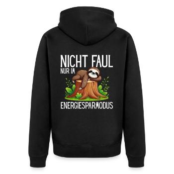 Faultier Fauler Faultierliebhaber Faultiere - Unisex Premium Bio Zip Hoodie - Schwarz - Hinten - Nico (187cm)