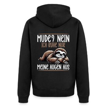 Faultier Fauler Faultierliebhaber Faultiere - Unisex Premium Bio Zip Hoodie - Schwarz - Hinten - Nico (187cm)