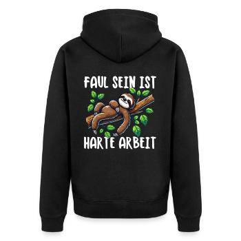 Faultier Fauler Faultierliebhaber Faultiere - Unisex Premium Bio Zip Hoodie - Schwarz - Hinten - Nico (187cm)