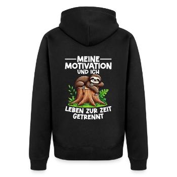 Faultier Fauler Faultierliebhaber Faultiere - Unisex Premium Bio Zip Hoodie - Schwarz - Hinten - Nico (187cm)