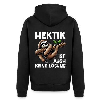 Faultier Fauler Faultierliebhaber Faultiere - Unisex Premium Bio Zip Hoodie - Schwarz - Hinten - Nico (187cm)