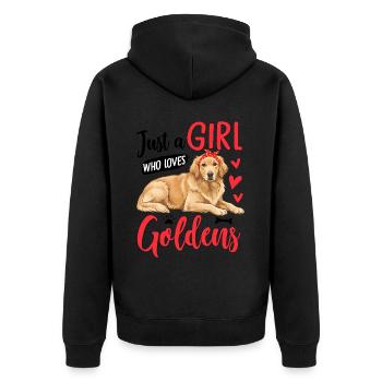 Just A Girl Who Loves Goldens - Unisex Premium Organic Zip Hoodie - black - Back - Nico (187cm)