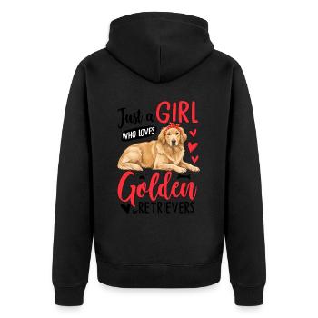 Just A Girl Who Loves Golden Retrievers - Unisex Premium Bio Zip Hoodie - Schwarz - Hinten - Nico (187cm)