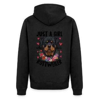 Just A Girl Who Loves Rottweiler - Unisex Premium Bio Zip Hoodie - Schwarz - Hinten - Nico (187cm)