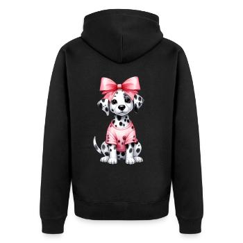 Coquette Bow Dalmatian Dog Mom Pink - Unisex Premium Organic Zip Hoodie - black - Back - Nico (187cm)