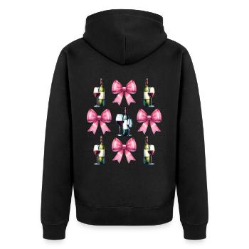 Coquette Bow Wine Drinker Pink - Unisex Premium Organic Zip Hoodie - black - Back - Nico (187cm)