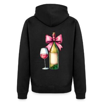 Coquette Bow Wine Drinker Pink - Unisex Premium Organic Zip Hoodie - black - Back - Nico (187cm)